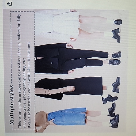 ZeniRuec black platform wingtip oxford shoes chunky heel lug sole 7 /38 …EUC - Picture 6 of 10